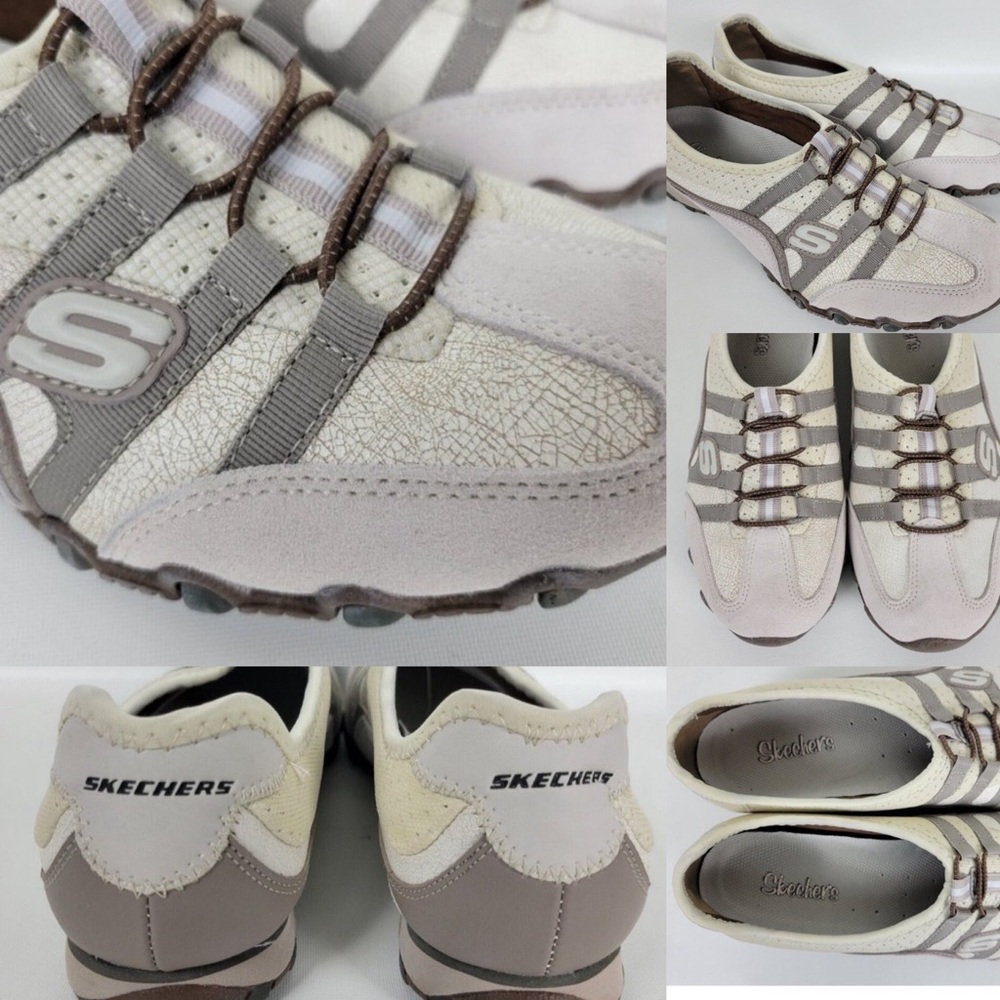 Skechers Womens Point Blank Bikers Sneaker Off White US 9